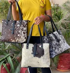 กระเป๋าโท้ทหนังวัวแท้งานตะวันตกทำมือกระเป๋าโท้ทใบใหญ่หนังวัวสไตล์วินเทจหนังวัว100% กระเป๋าช้อปปิ้งสุดหรู - Product Image 3