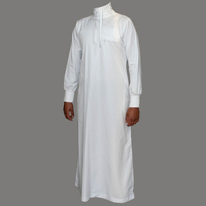 Abaya Musulmana de Cuello Redondo para Hombre, Túnica Árabe Islámica de Algodón/Poliéster, Thobe, Ropa Larga - Product Image 1