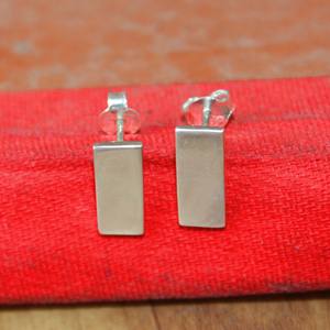 Minimalist <b>Studs</b> Simple Sterling Silver Rectangle Earrings - Product Image 5