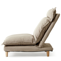Canapé-lit pliable simple en tissu beige au design coréen moderne, avec revêtement amovible, pour salon