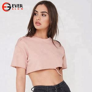 Soft and Thin Plain <b>T</b> <b>Shirt</b> Women Knotted Crop <b>T</b> <b>Shirt</b> Women Custom Cropped Tshirt - Product Image 3