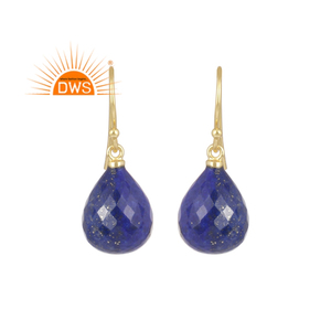 Trendy <b>Top</b> Selling Sterling Silver Gold Plated Drop <b>Earring</b> Lapis Gemstone <b>Earring</b> Supplier Dainty Collection - Product Image 1