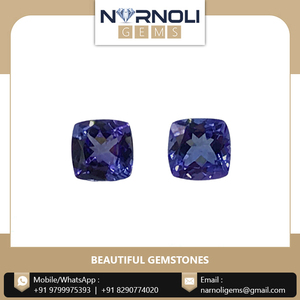 พลอยแทนซาไนต์สีธรรมชาติทรงคุชชั่นคู่ แท้ สีน้ำเงินม่วง พลอยหลวมคุณภาพพรีเมียม สำหรับทำเครื่องประดับสำหรับผู้หญิง - Product Image 4