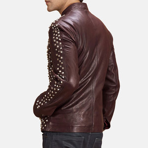 ของแท้หนัง Slim Fit แจ็คเก็ตสีดำจระเข้หนังแฟชั่น Biker เสื้อแจ็คเก็ตขายส่งโรงงานราคา - Product Image 3