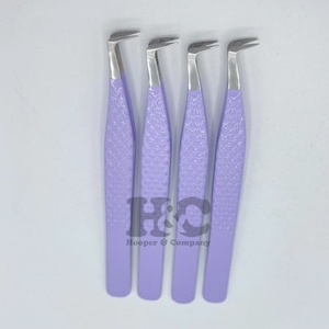 Pince à épiler méga volume violet avec pointe argentée Logo personnalisé pince à épiler d'extension de cils pince à épiler durable vison - Product Image 5