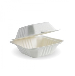 Compostable Bagasse No Leakage Wholesale Sugarcane Burger Box for Food