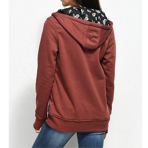 Sweats à capuche personnalisés de haute qualité pour femmes avec bloc de couleurs/Tech Fleece Mauve Partial Zip Hoodies - Product Image 3