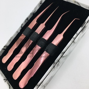 แหนบสำหรับต่อขนตาแบบปลายเรียวสีโรสโกลด์แหนบสแตนเลสพร้อมกล่องใส่โลโก้ - Product Image 5