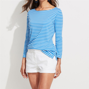 เสื้อยืดคอกลมแขนยาวลายทางสำหรับผู้หญิง,แนวลำลอง - Product Image 2