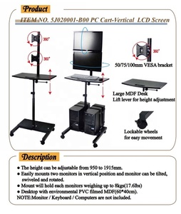 Điện Thoại Di Động Xoay Alu Vị Trí Dọc Màn Hình Kép Ngồi Để Đứng Giỏ Hàng Với Bàn Làm Việc Lớn Và Kệ Dưới Cùng Vesa Mount Pc Case - Product Image 5