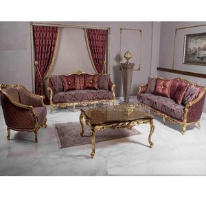 Compre Sofás de Madera Tallada de Lujo para Sala de Estar, Juego de Muebles de Sala de Estar de Estilo Turco Clásico, Juego de Sofás de Lujo de Alta Calidad - Product Image 1