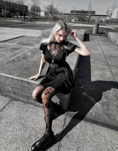 OEM Retro manga corta Flutter Patchwork cuello A-Line verano Vintage vestidos de <span class=keywords><strong>encaje</strong></span> de las señoras - Product Image 5