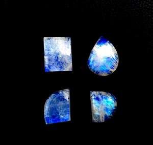 3 Piece Natural Rainbow <b>Moonstone</b> Cabochons Smooth Rectangle & Fancy Shape White Beads for Jewelry Making DIY - Product Image 2