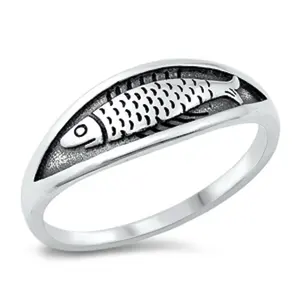 Anello di pesce fatto a mano in argento Sterling 925 anello in argento semplice dal produttore fornitori al prezzo di fabbrica all'ingrosso acquista ora direttamente