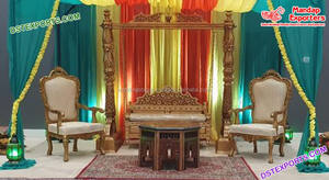 Muslim Wedding Sangeet Stage Jhula Set Hindu Wedding Latest Designer <b>Swing</b>/Jhula Muslim Wedding <b>Wooden</b> Carved <b>Swing</b> Set - Product Image 6