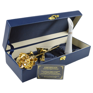 Venta caliente de lujo 24K oro sumergido rosa real con soporte de cerámica de alto diseño en caja elegante para regalo de Navidad - Product Image 2