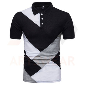 Polo à manches courtes pour hommes, nouveau Style, vêtements d'été, Logo personnalisé, 100% coton, qualité supérieure, vente en gros, couleur bloc - Product Image 2