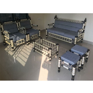 Juego de Sofás Sankheda de Madera de Teca de Estilo Indio Moderno para Sala de Estar, Decoraciones Elegantes para Bodas, Duradero y Personalizable - Product Image 1