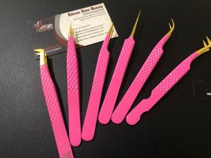 Pinzas de extensión de pestañas con agarre de diamante de oro rosa fuerte de acero inoxidable japonés profesional al por mayor con punta puntiaguda - Product Image 4