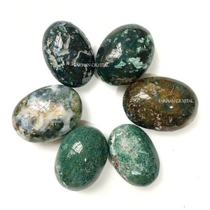 Green Moss Agate <b>Crystal</b> Natural Gemstone Bracelet Engraved Folk Art Energy Healing Stone Chakra Balancing Egg Palm Stone - Product Image 2