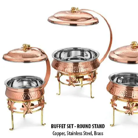 Customized Copper and Steel Buffet Set Round Stand Round Buffet Stand Modern Round Buffet for Restaurants
