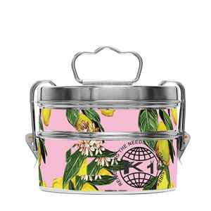 Design moderne en métal émaillé Tiffin Carrier 2/3 couches avec poignée en acier inoxydable pour le stockage de bijoux alimentaires boîte emballée pour le déjeuner - Product Image 1