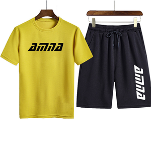 Ensemble d'été à rayures pour homme, vente en gros, couleur peau, short en coton - Product Image 3