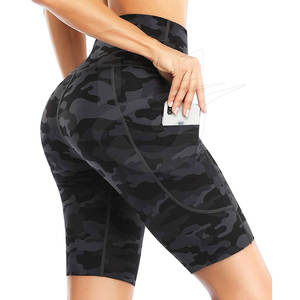 Pantalones cortos de compresión para correr de cintura alta para mujer, transpirables, sin costuras, ajustados, para levantar los glúteos, sólidos, para ciclismo - Product Image 3