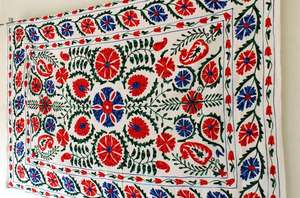 Manta Decorativa Bordada Estilo Suzani Uzbeko, Cubrecama, Tapiz, Mantel, para Cama Individual, Sofá - Product Image 4