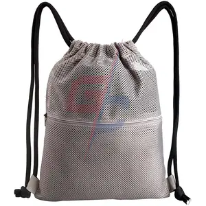 Drawstring Bag Swim Pool Bag Heavy Duty Mesh with 3 Pockets Mesh Custom Requested Designs Custom Colors Also Available PK GC