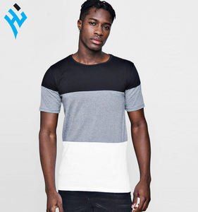 Camiseta informal de algodón para hombre, camisa masculina de algodón 100% con logotipo personalizado de bloque de Color de línea larga a la moda, nuevo estilo - Product Image 1