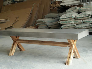 Meubles de luxe professionnels du Vietnam, table basse en béton et bois sur mesure, salon moderne - Product Image 6