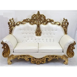 ซื้อโซฟาบัลลังก์ทองคำสำหรับงานแต่งงานในสหราชอาณาจักร มงกุฎราชวงศ์ สีที่ปรับแต่งได้ ไม้ที่ผ่านการเคลือบสี บัลลังก์งานแต่งงานแบบราชวงศ์อินเดีย - Product Image 1
