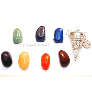 Péndulos de pentagrama de jaula de Chakra con piedra caída - Product Image 1