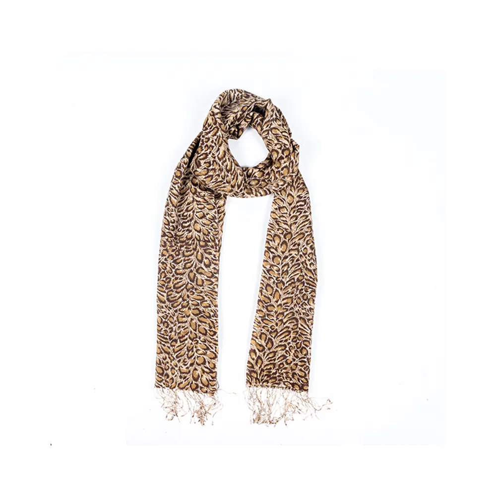 Customized Hot Selling Colorful Scarf Cheetah Leopard Animal Printed Made From Cashmere Pashmina in Nepal Ethical Shawls