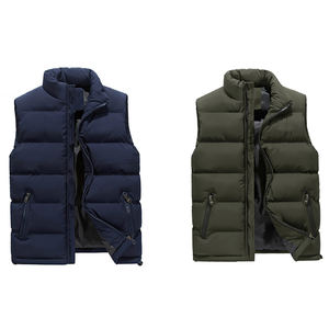 Custom Logo Autumn and Winter Stand Collar Zipper Pocket Winter Jacket <b>Black</b> Quilted Down Puffer <b>Waistcoat</b> Men's Vest - Product Image 6
