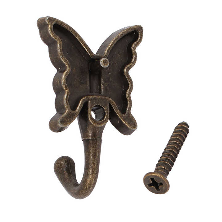 2.28" Length Metal Butterfly Shape Wall Mount Rustproof Clothes Towel Coat Hook Wall Mounted Square Toilet Kitchen Heavy Duty