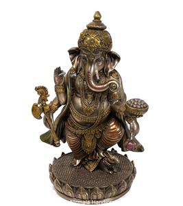 Nirmala Handicrafts - Estatua de Ganesha de Resina de Poliéster con Acabado en Cobre, Hecha a Mano, Moderna, Dios Hindú Indio, Regalo Religioso - Product Image 3