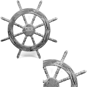 Décoration murale en bois en forme de roue de bateau Thor Nautical, style rustique, décoration circulaire pour la maison, 30 pouces, pièce unique - Product Image 1