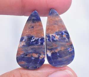Paire de cabochons de Sodalite Orange naturelle, paire de pierres précieuses pour boucles d'oreilles, vente en gros, Sodolite, - Product Image 5