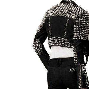 Chaqueta de cuero con tachuelas Punk para mujer, remaches negros lavados de PU para motorista, abrigo de moda Rock, talla grande, Primavera, nueva - Product Image 2