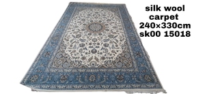Tapis et tapis d'intérieur en soie et laine faits à la main en Inde pour la décoration intérieure, couleur claire traditionnelle, tapis élégant en soie et laine du Cachemire - Product Image 2