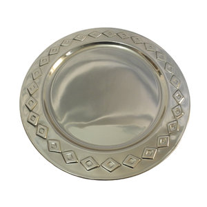 Assiette de présentation ronde en acier inoxydable faite à la main, design classique, pour mariage, événement, fête - Product Image 1