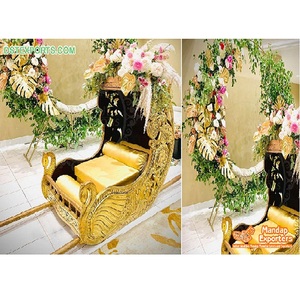 Grand Bridal Entrance with Golden Palki Unique Palki & <b>Doli</b> for Big Bridal Entry Stylish Indian Wedding Golden Peacock Palki uk - Product Image 1