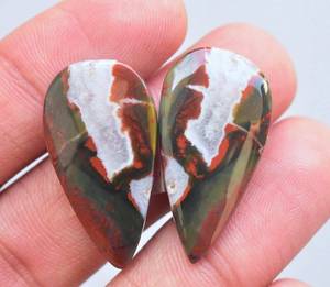 Natural Blood Stone Gemstone Pair Mix Shape Matched Blood Stone Cabochon Pair Loose Gemstone Matched Pair For Jewelry - Product Image 5