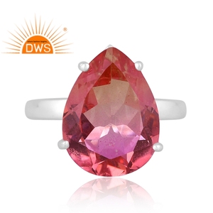 Handmade Fine Sterling Silver Natural Bio Pink Doublet <b>Quartz</b> Gemstone Stackable Wedding Party <b>Ring</b> - Product Image 2