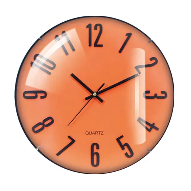 シンプルなデザインのフレームレスガラスアーチ型アラビアスティック数字丸いプラスチック製の壁時計