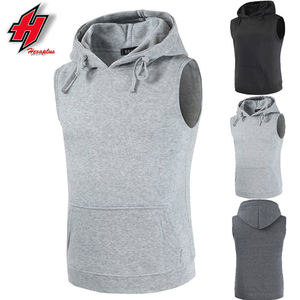 Custom Logo High Quality Breathable Casual Fitness <b>Sleeveless</b> <b>Hoodie</b> Sport Wear Solid Color Pullover Men Gym Knitted Sporty - Product Image 4