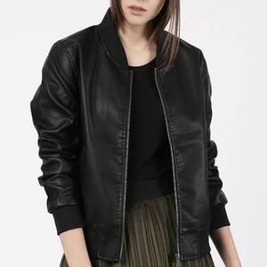 Chaqueta de bombardero de satén de vuelo verde oliva para mujer, chaquetas universitarias con forro de seda de cuero impermeable, cierre de cremallera - Product Image 4