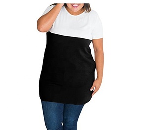 Elegante mujer más tamaño de algodón de manga corta Camiseta de moda - Product Image 1